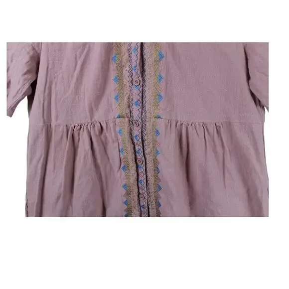 Orange Creek Mumu Dress Size Small Pink Lined w/ Pockets Embroidery Grandmacore - Picture 6 of 7